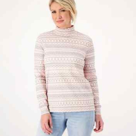 Lands' End Tops - Lands' End Regular Supima Long-Sleeve Mock-Neck Top Pink 3X